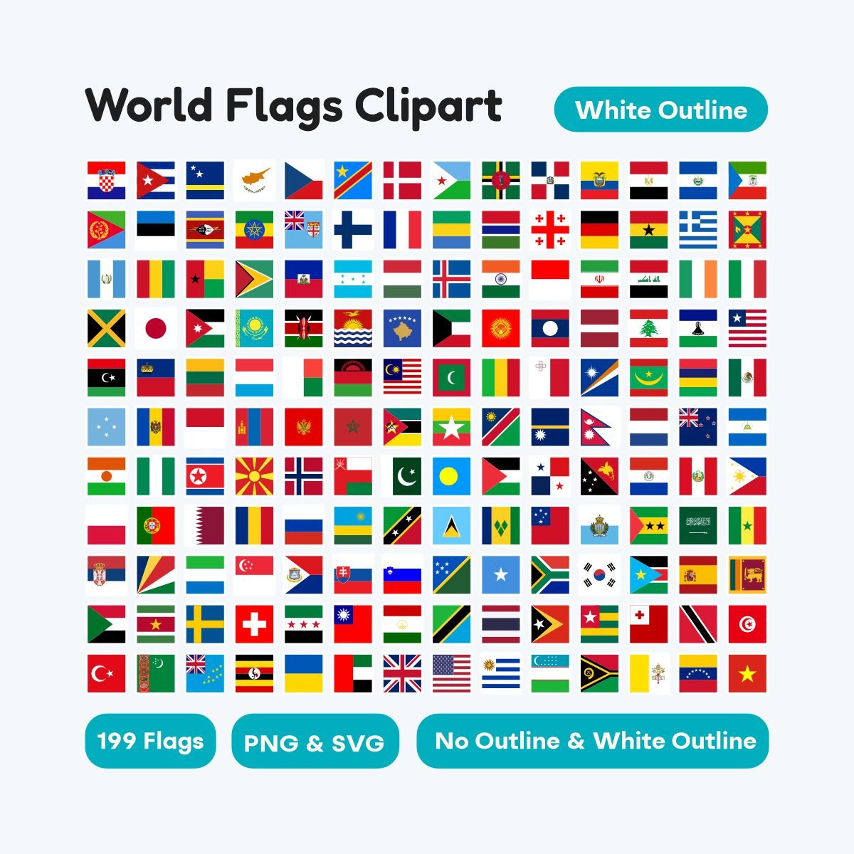 square world flags no outline clipart