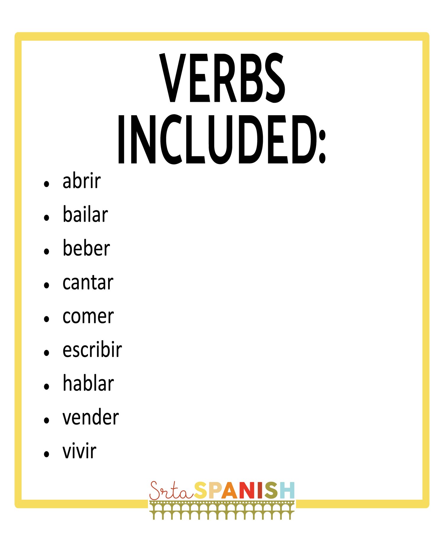 AR ER IR Present Tense Regular Verbs Spanish 1 Final Exam Review Game Sub Plans