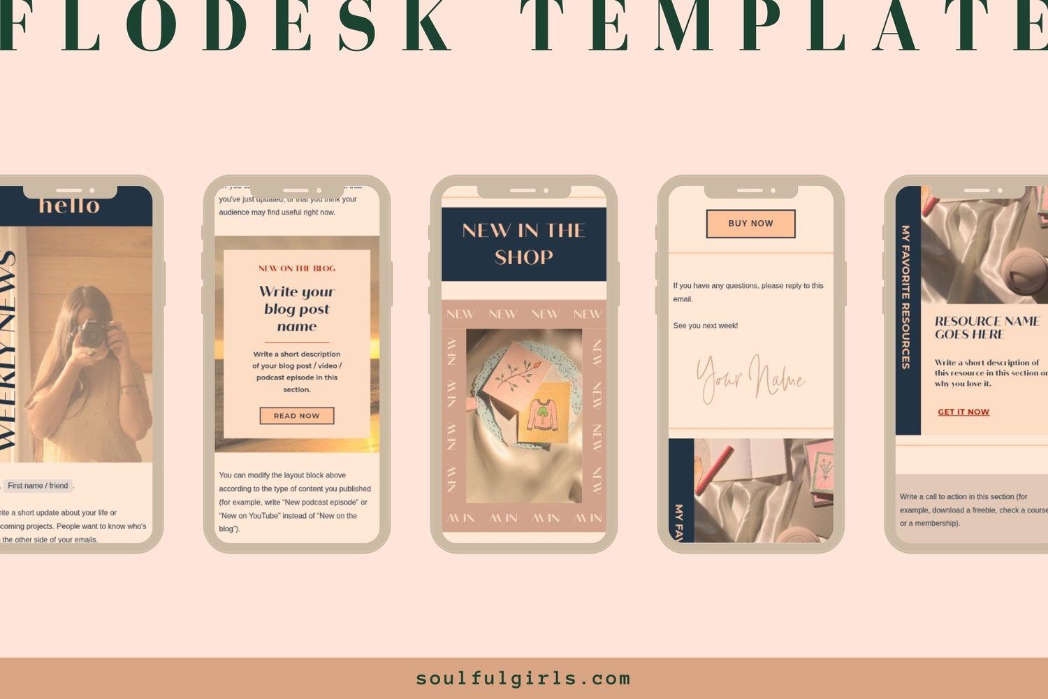 General view of the Flodesk Ashley newsletter template.