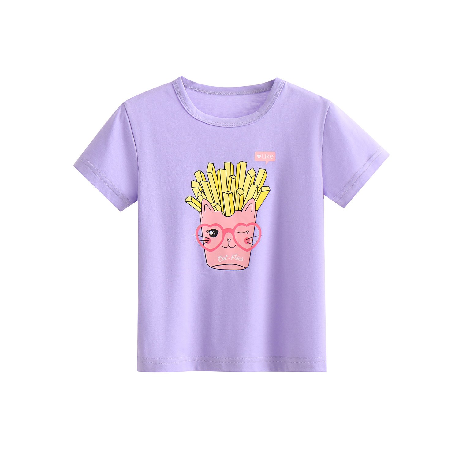 Girls casual summer T-shirt with animal cartoon design