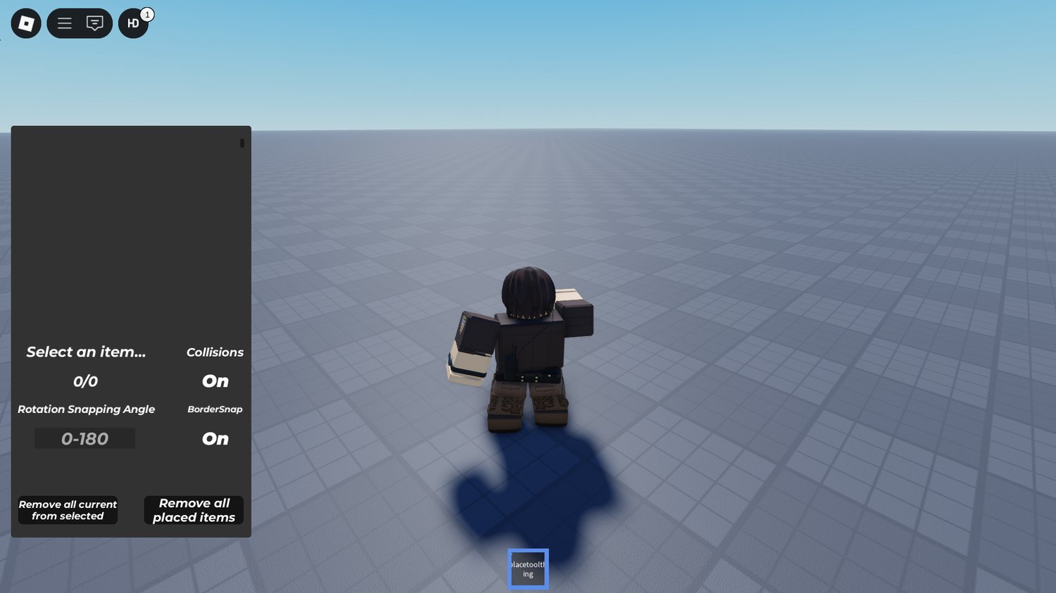 Building placement tool menu in use