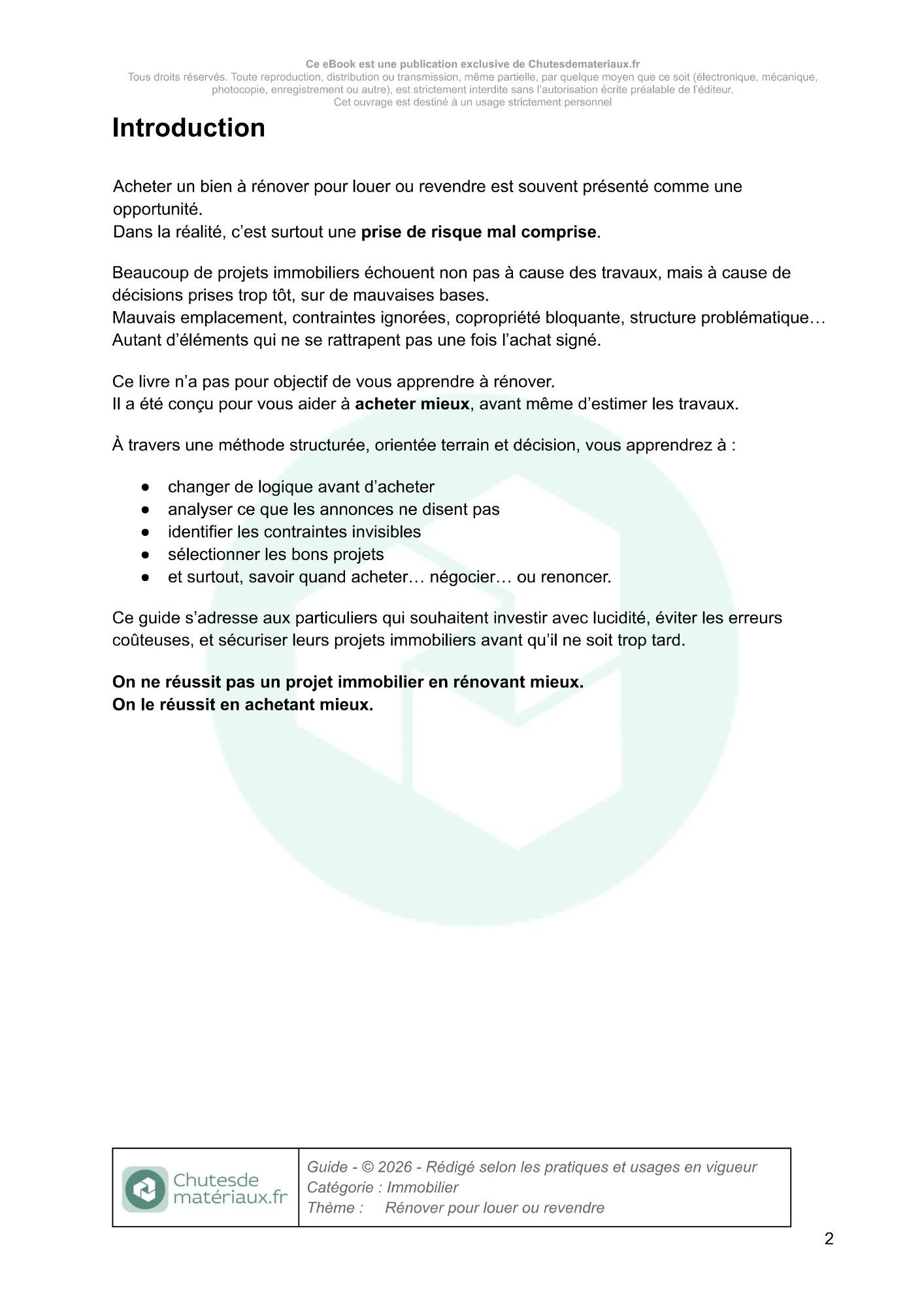 Introduction du guide immobilier expliquant comment acheter un bien à rénover en évitant les erreurs coûteuses