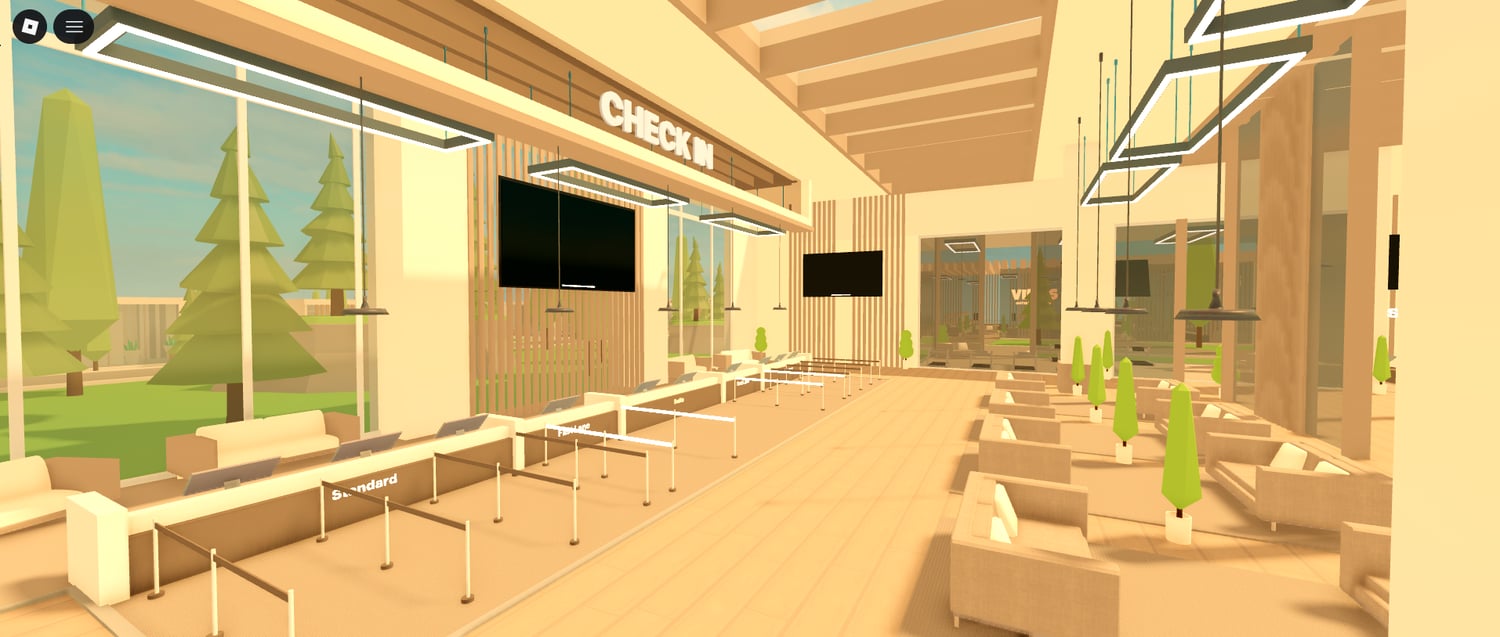 Vacation-style hotel environment in Roblox Studio