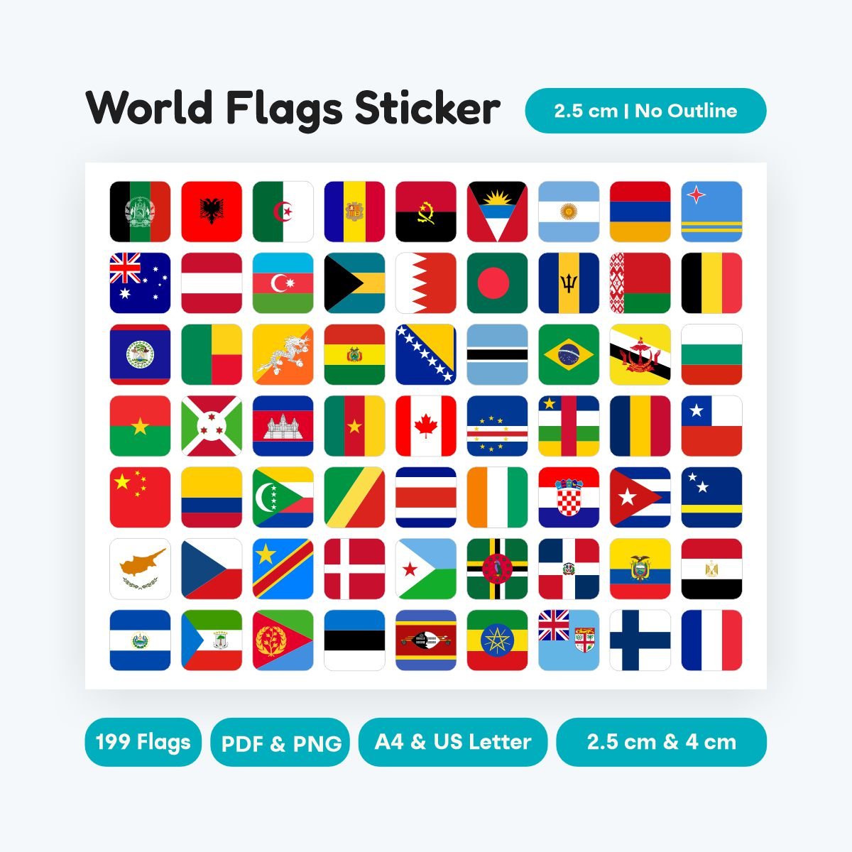 square rounded world flags no outline