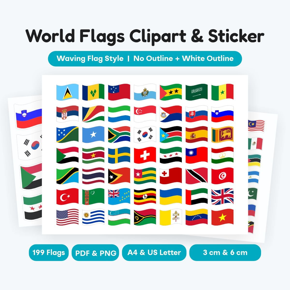 world flags clipart waving flag style