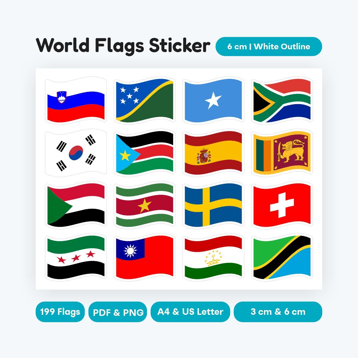 world flags sticker printable us letter