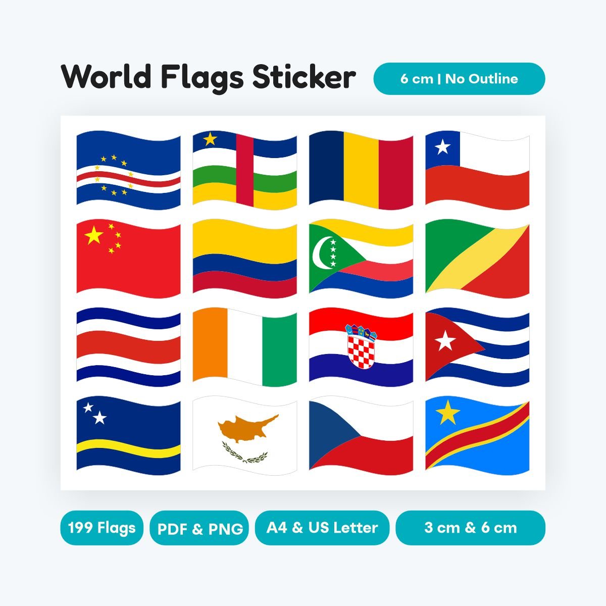 world flags sticker printable waving flag 2