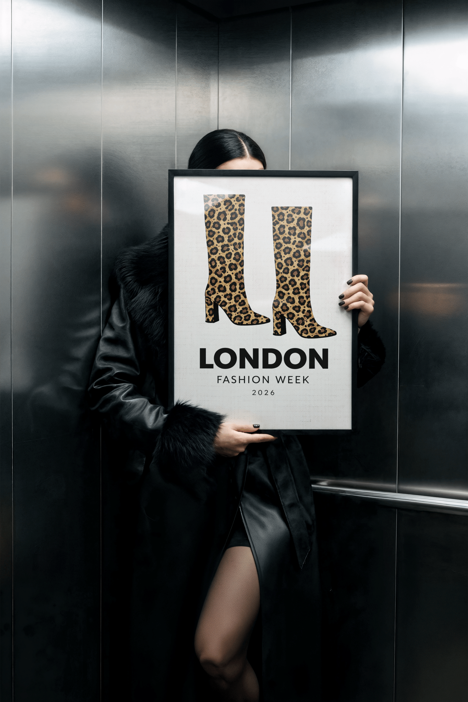 london fashion week poster, london fashion week wall art, leopard boots poster, leopard print wall art, fashion wall art, retro fashion print, y2k wall art, y2k apartment decor, trendy chic apartment decor, animal print decor, runway fashion poster, edito