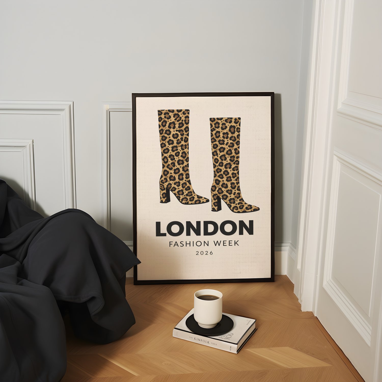 london fashion week poster, london fashion week wall art, leopard boots poster, leopard print wall art, fashion wall art, retro fashion print, y2k wall art, y2k apartment decor, trendy chic apartment decor, animal print decor, runway fashion poster, edito