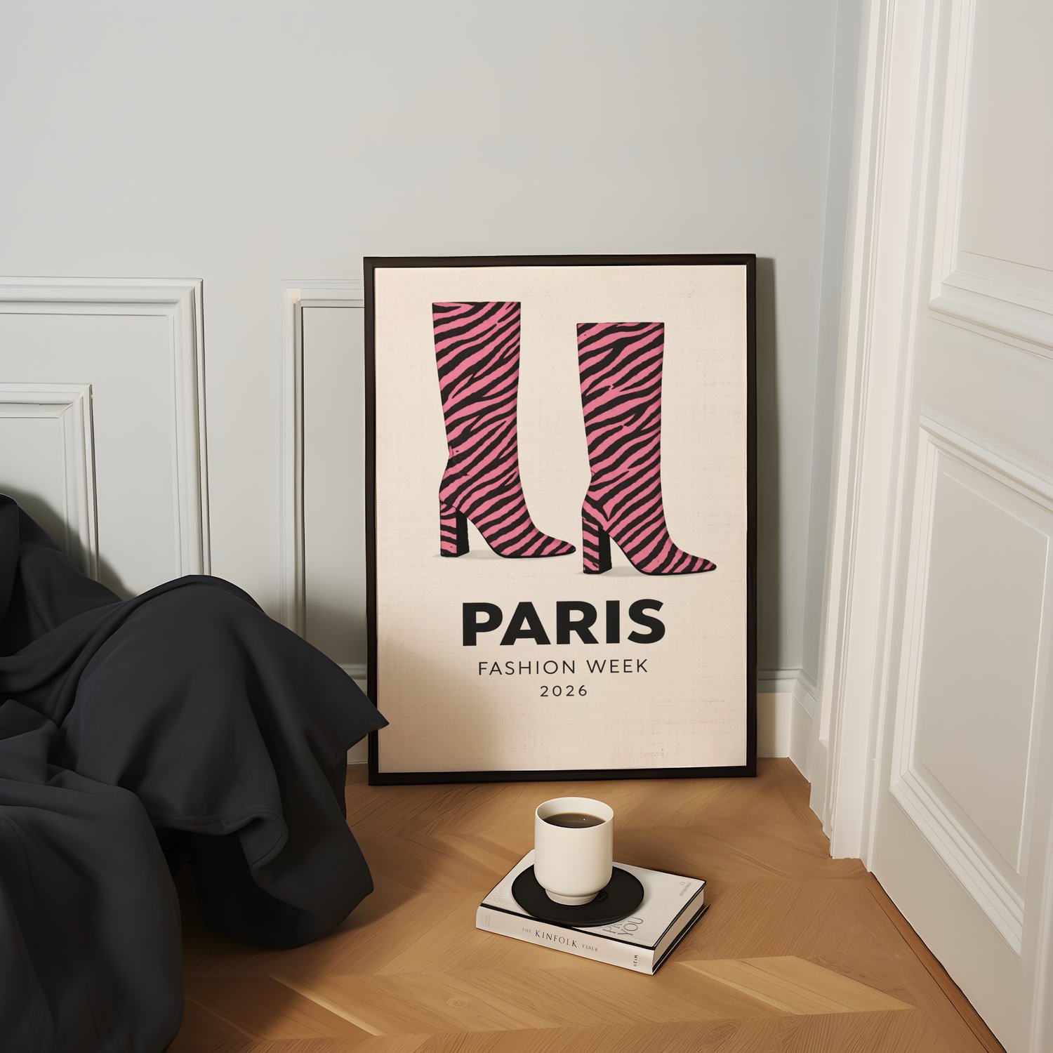 paris fashion week poster, paris fashion week wall art, fashion wall art, pink zebra wall art, animal print fashion poster, y2k wall art, y2k apartment decor, trendy chic apartment decor, fashion illustration print, editorial wall art, runway fashion post