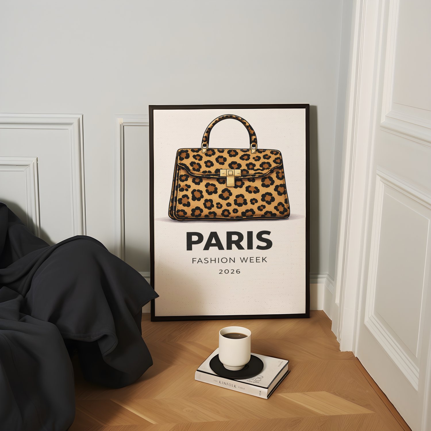 paris fashion week poster, paris fashion week wall art, leopard bag wall art, leopard handbag poster, fashion illustration print, fashion wall art, animal print wall art, luxury fashion poster, y2k wall art, y2k apartment decor, trendy chic apartment deco