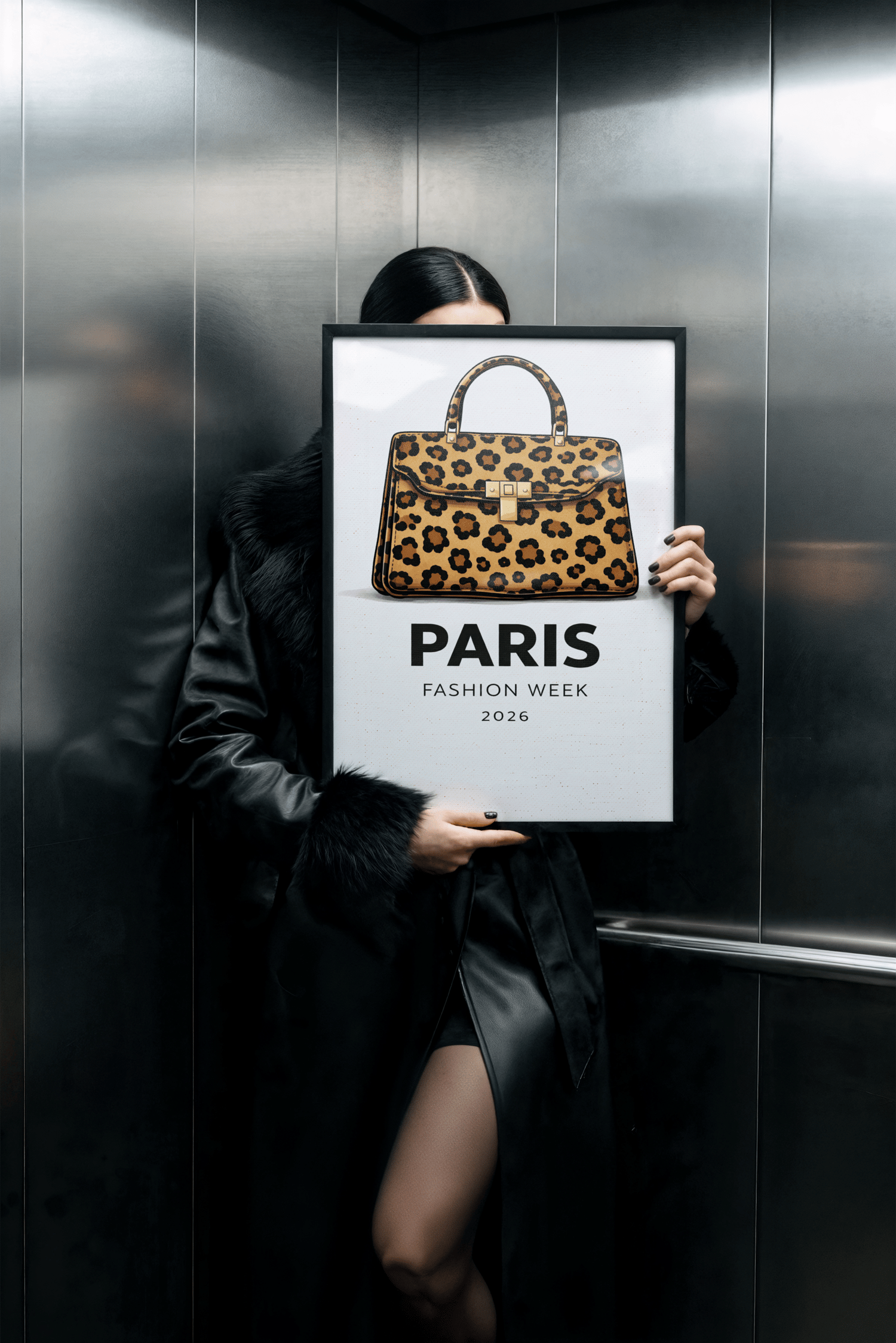 paris fashion week poster, paris fashion week wall art, leopard bag wall art, leopard handbag poster, fashion illustration print, fashion wall art, animal print wall art, luxury fashion poster, y2k wall art, y2k apartment decor, trendy chic apartment deco