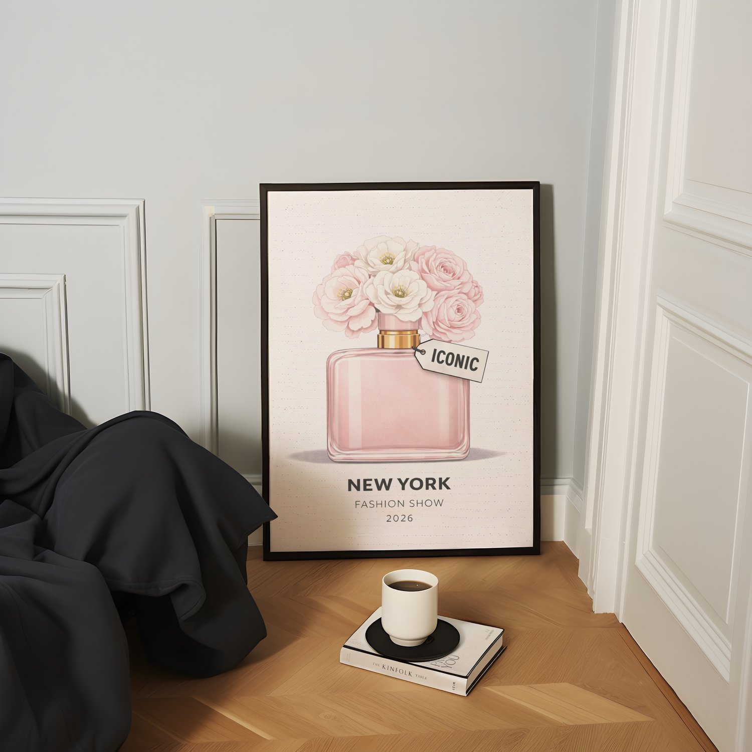 new york fashion show poster, new york fashion show wall art, pink perfume wall art, pastel fashion illustration, perfume illustration print, fashion wall art, luxury fashion decor, trendy chic apartment decor, y2k wall art, y2k apartment decor, editorial