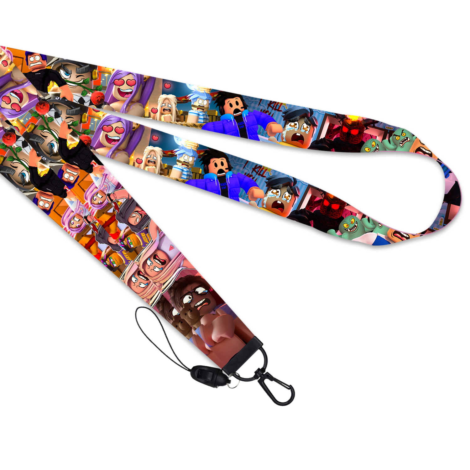 Block game style neck lanyard for keys and cards