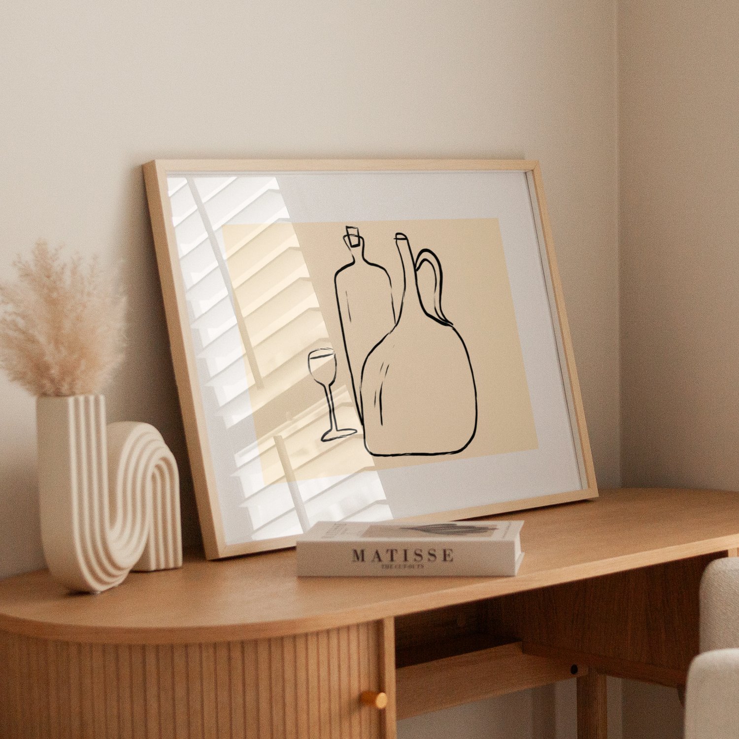 minimal wine wall art, wine still life print, line art wine poster, neutral kitchen wall art, dining room wall decor, wine bottle line drawing, modern still life art, minimalist kitchen printable, beige wall art download, printable wine art, Mediterranean