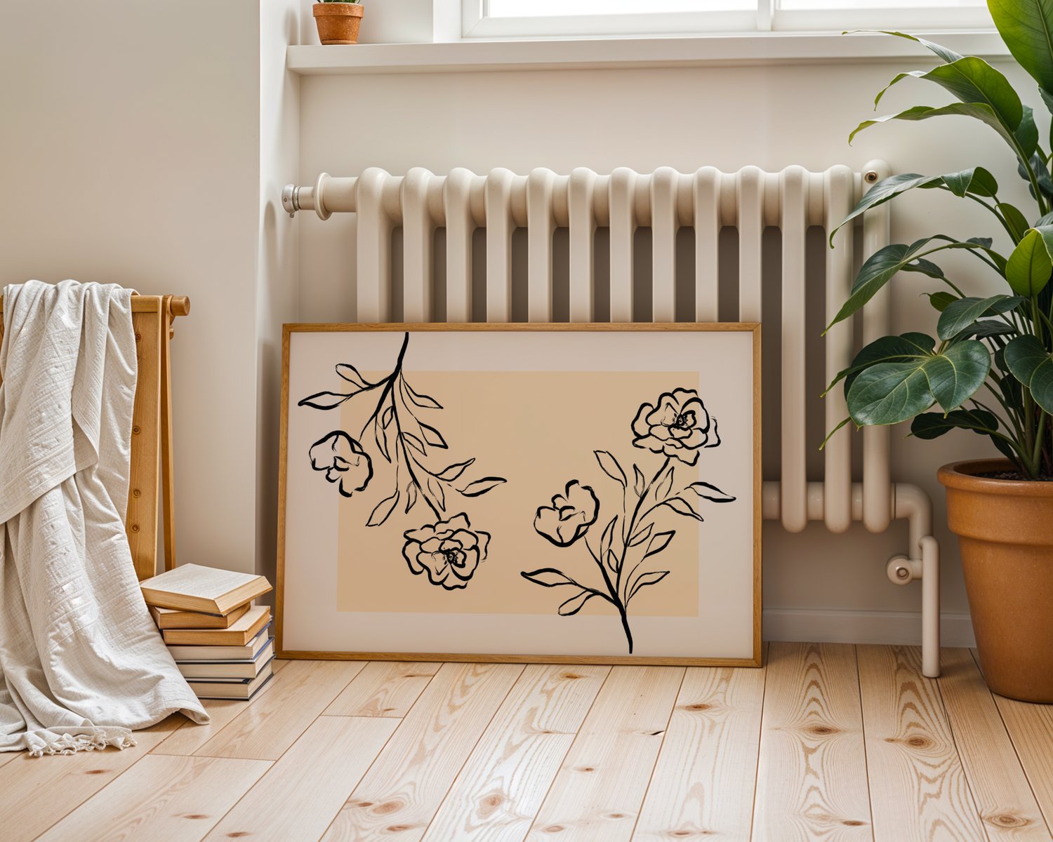 minimal floral wall art, botanical line art print, neutral wall art printable, floral line drawing art, modern botanical poster, minimalist flower wall decor, beige wall art download, printable floral art, Scandinavian wall art, Japandi decor print, boho 