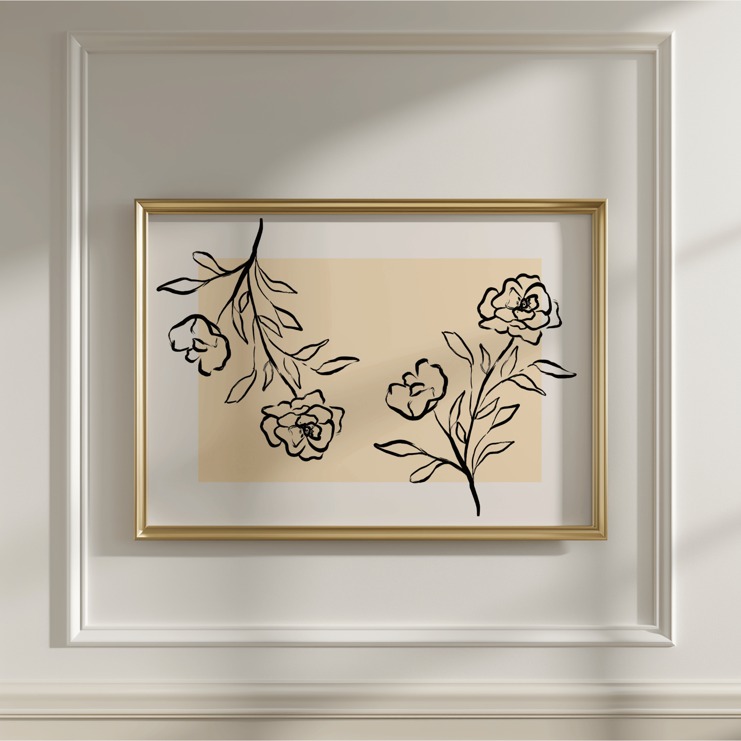 minimal floral wall art, botanical line art print, neutral wall art printable, floral line drawing art, modern botanical poster, minimalist flower wall decor, beige wall art download, printable floral art, Scandinavian wall art, Japandi decor print, boho 