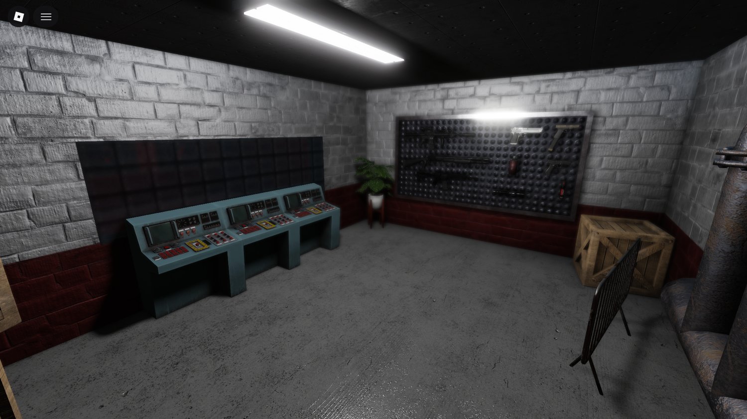 Industrial facility interior with realistic lighting in Roblox