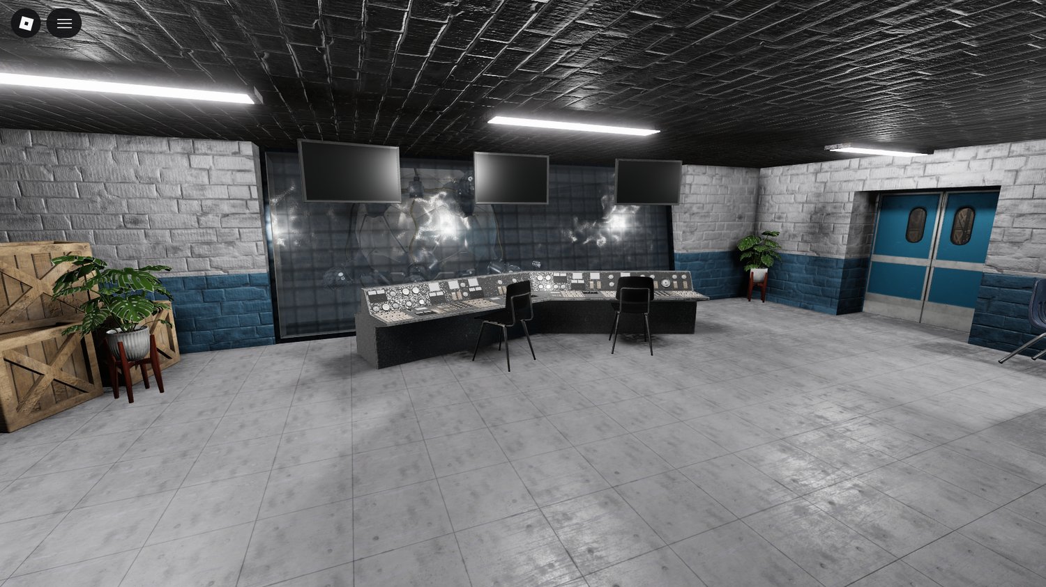 Secured corridor inside facility-style Roblox map