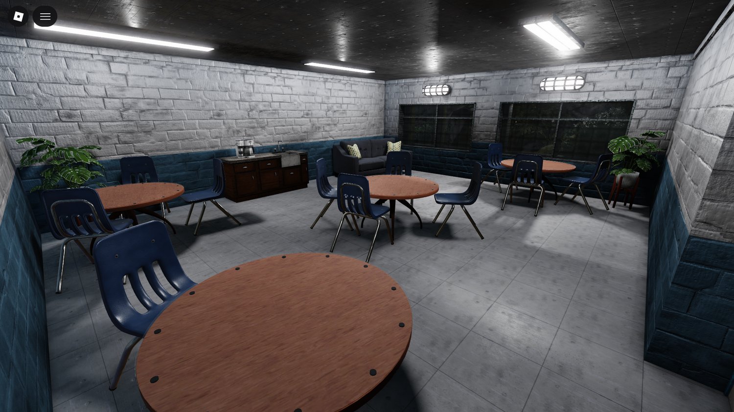 Atmospheric industrial hallway in Roblox map