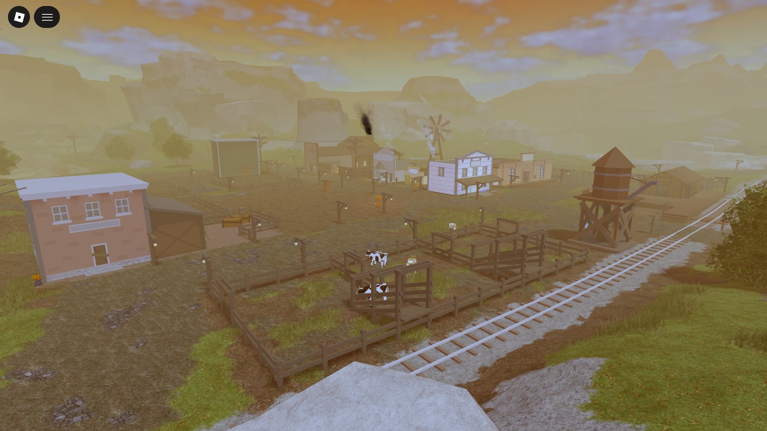 Western town street with saloon and stores in Roblox