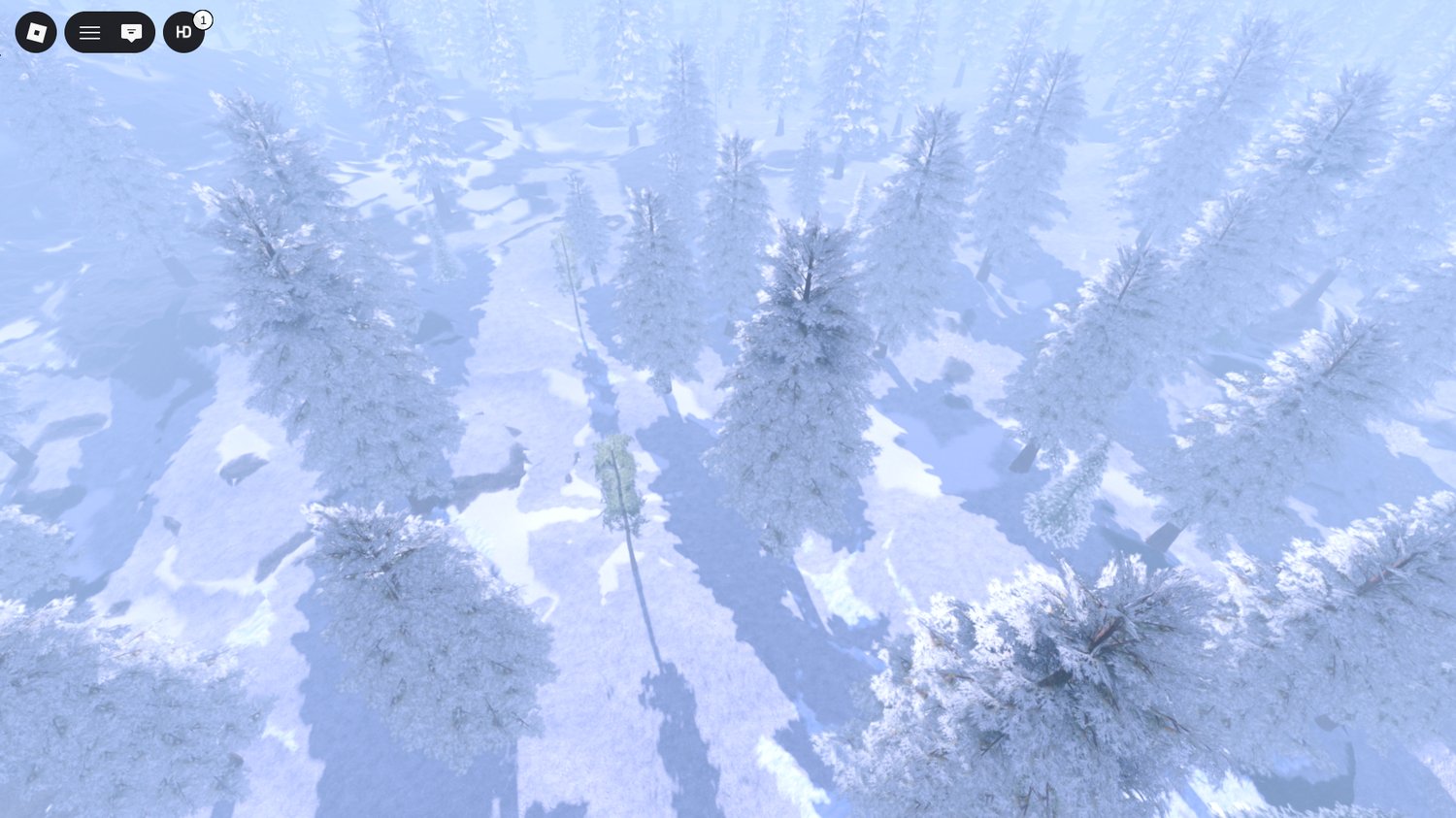 Snowy mountain terrain with winter lighting in Roblox