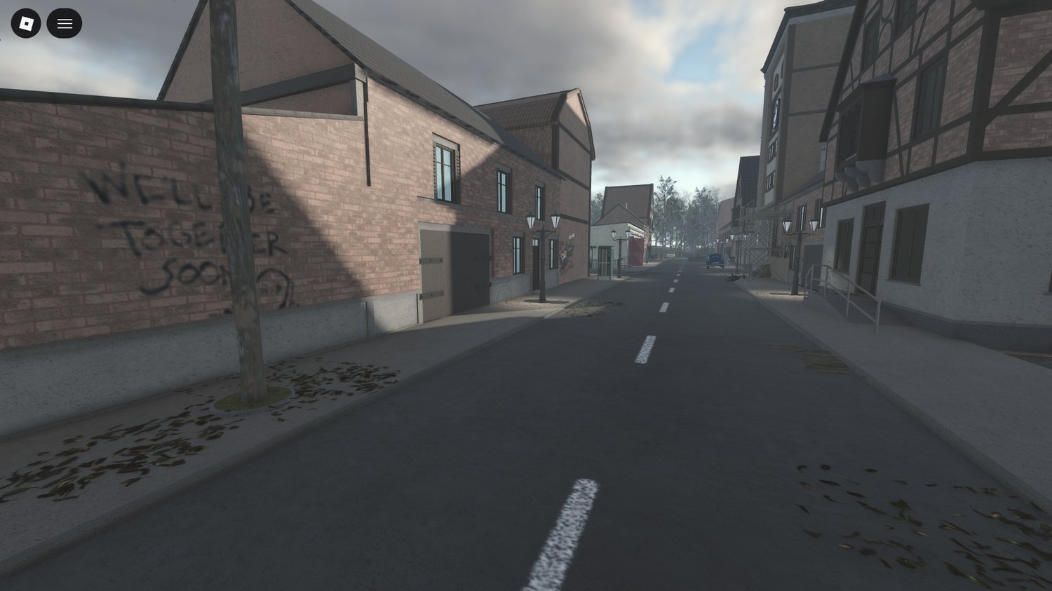 Collapsed urban zones and ruined highways in map