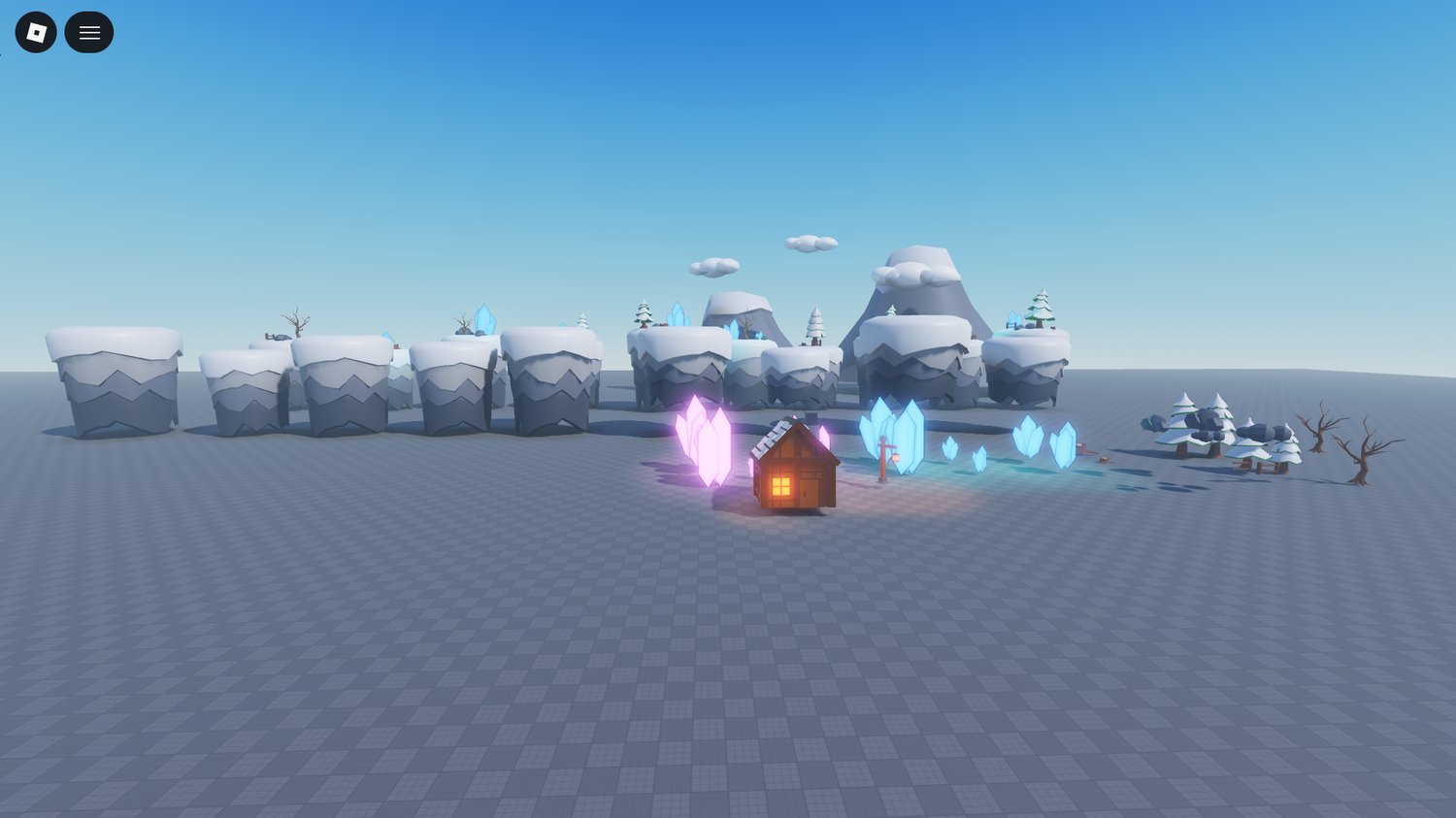 Snow-covered tree in Roblox environment pack