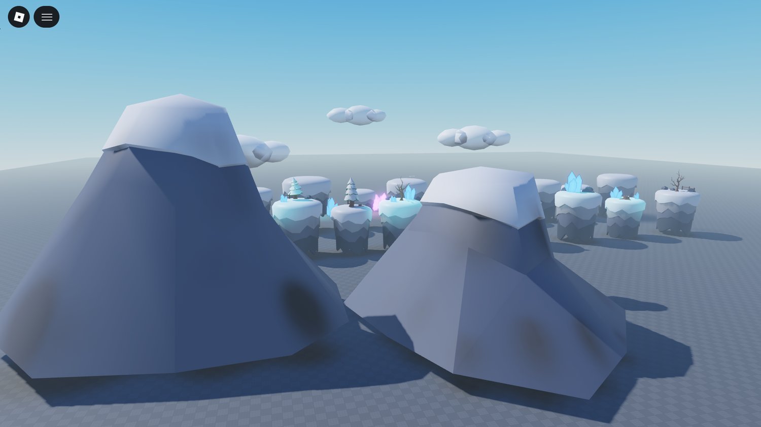 Decorative crystals in snowy Roblox map