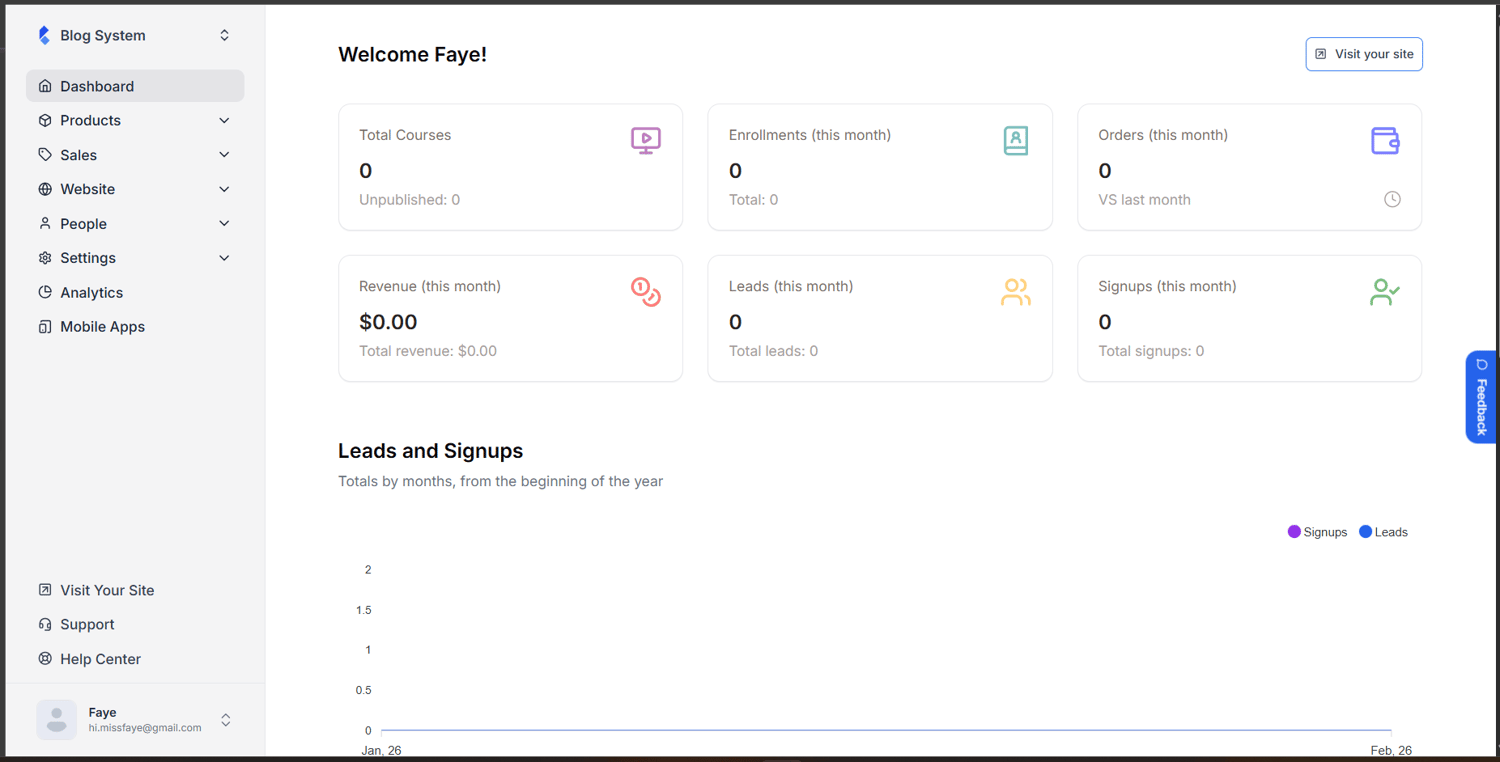 Klasio user dashboard