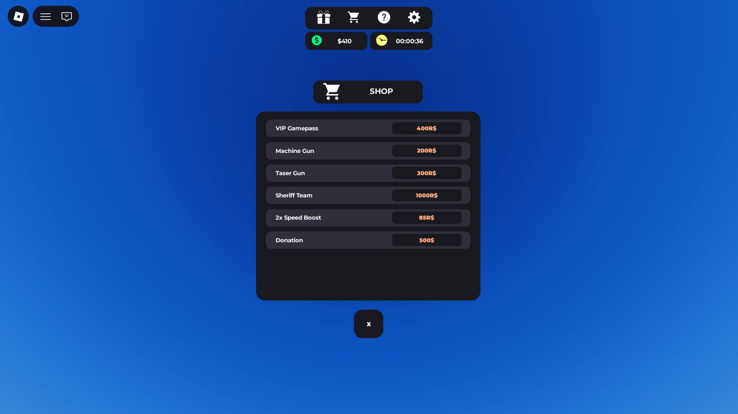 Roblox main HUD with daily rewards panel