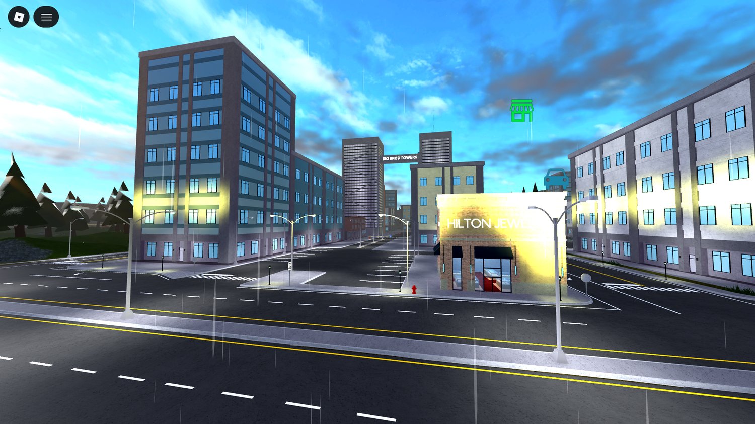Roblox city roleplay map with full HUD