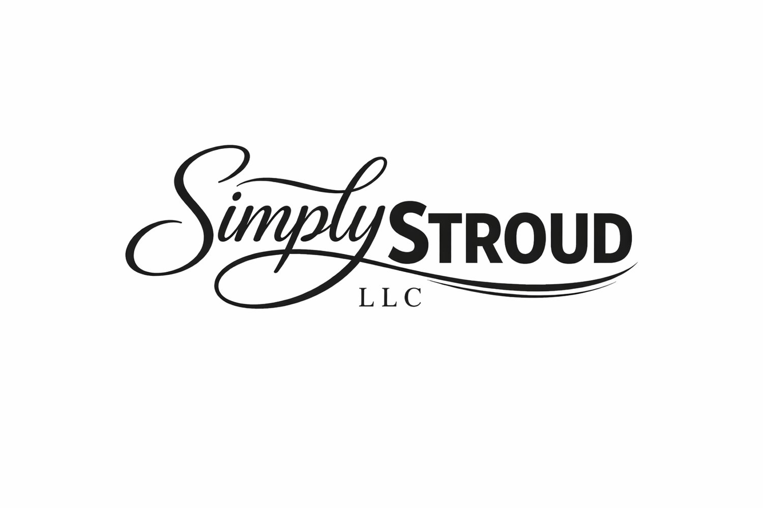 The words Simply Stroud LLC combined in an artistic and feminine design.