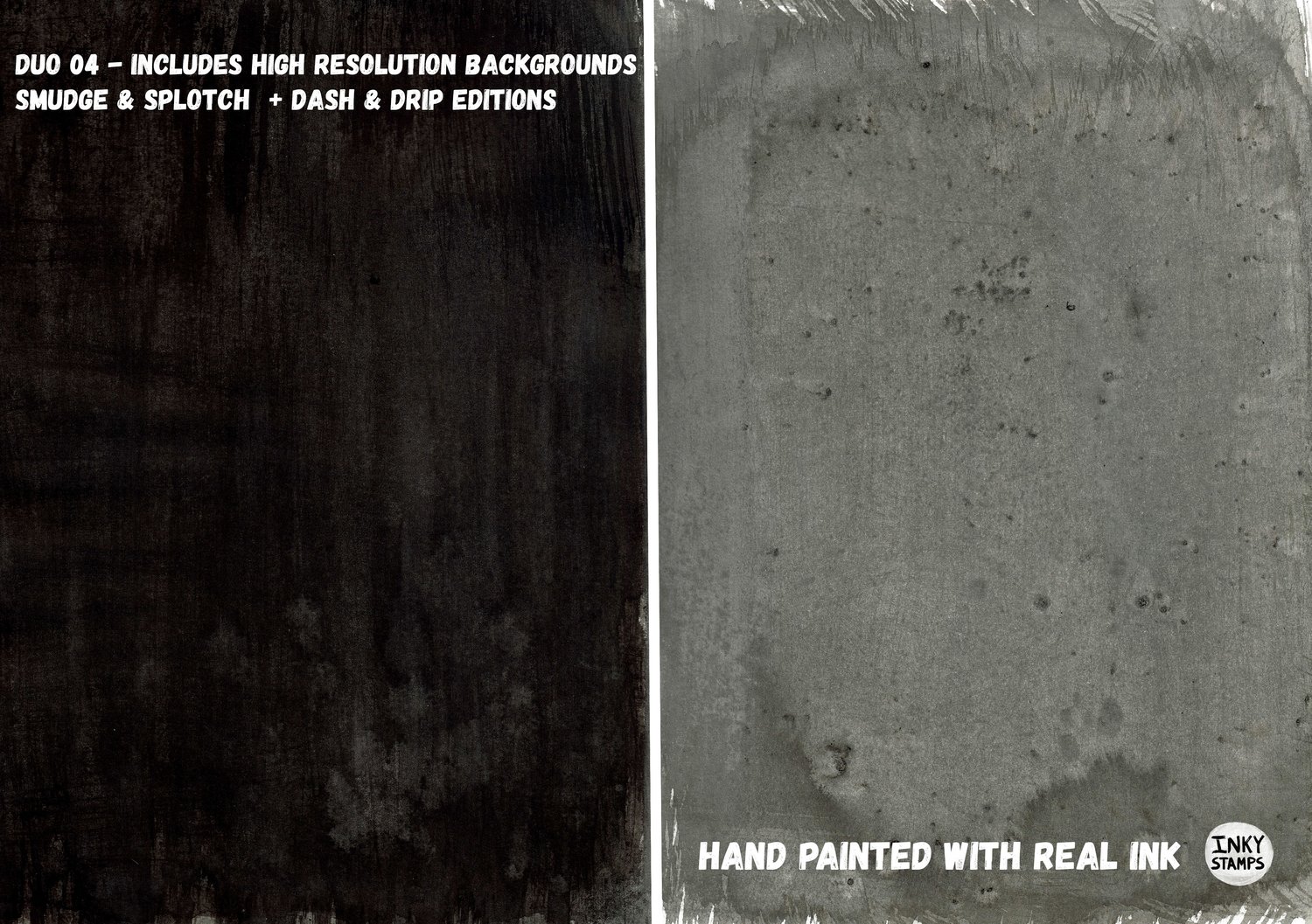 Duo 4 Includes High Resolution Backgrounds Smudge & Splotch + Dash & Drip Editions. Hand Painted with Real INK. Texture Background Paintings with Brush Strokes. INKY STAMPS