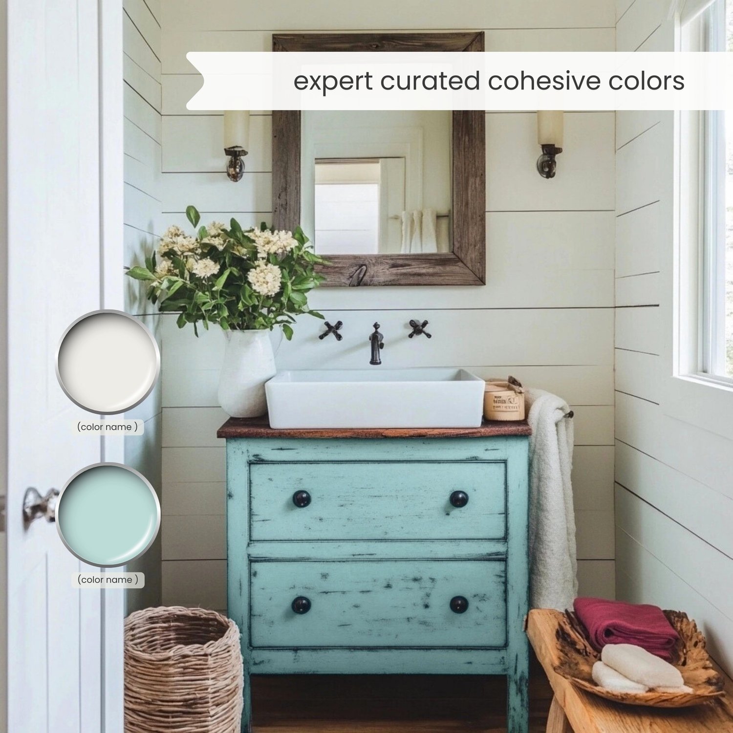Beach House features 9 tranquil hues - whites, neutrals, greens, and blues - designed for beach houses, coastal farmhouses, and resort-style living.