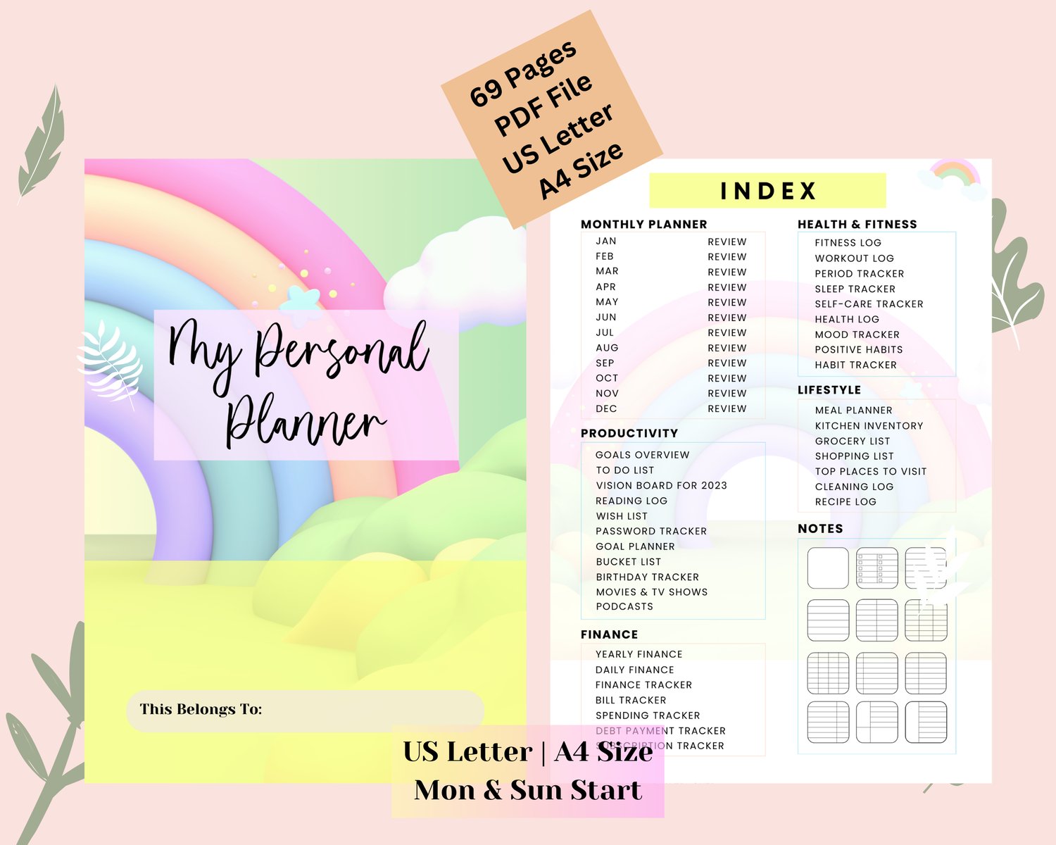 Undated digital planner printable for daily planning