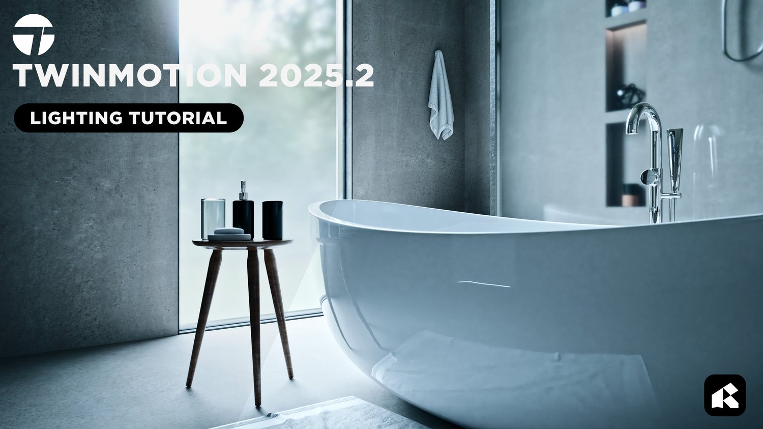 Twinmotion interior lighting setup showing balanced light intensity and color temperature to create a realistic, warm, and depth-rich bathroom render.