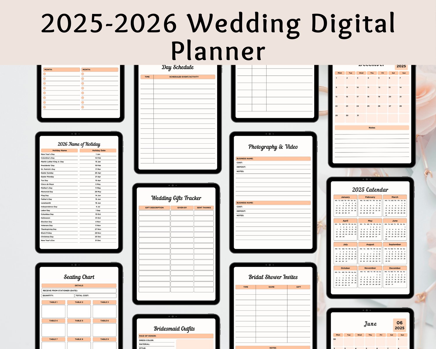 Wedding planning organizer PDF for 2025–2026 brides