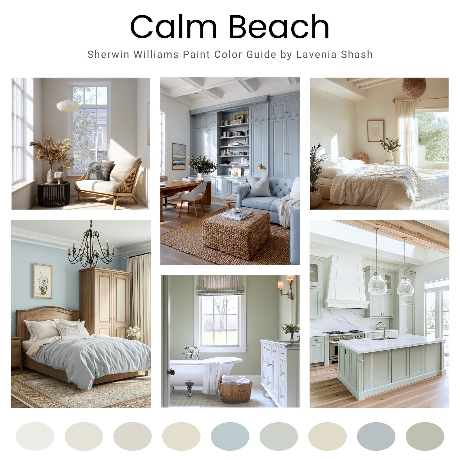 Calm Beach House Paint Color Palette: Sherwin Williams Coastal Color Scheme