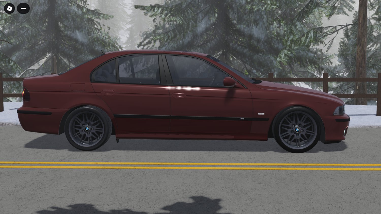 Realistic Roblox model of 2003 BMW M5 E39 in city scene