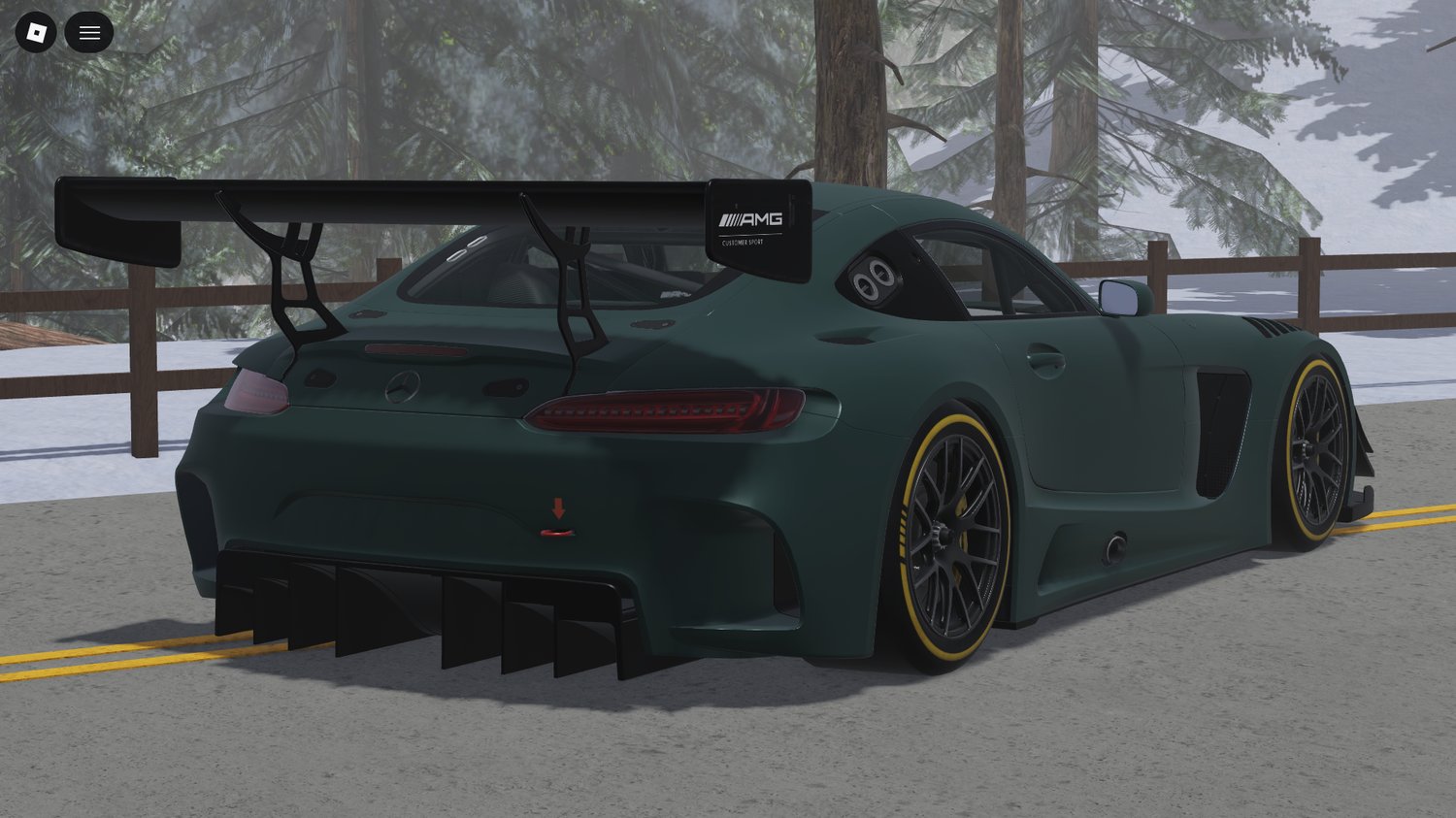 Realistic 2020 Mercedes-Benz AMG GT3 parked in Roblox map