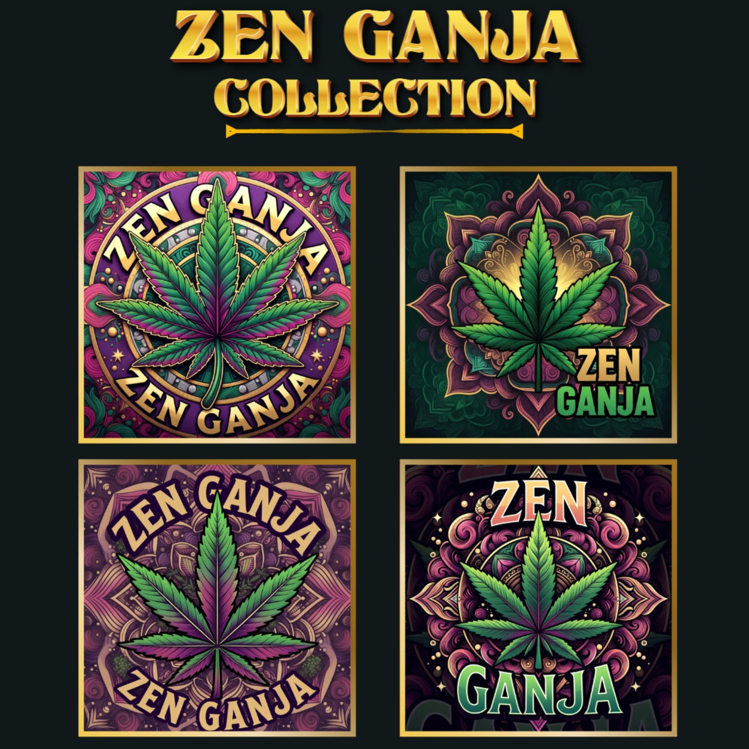Premium cannabis mandala art for trays, stickers, apparel & digital prints.