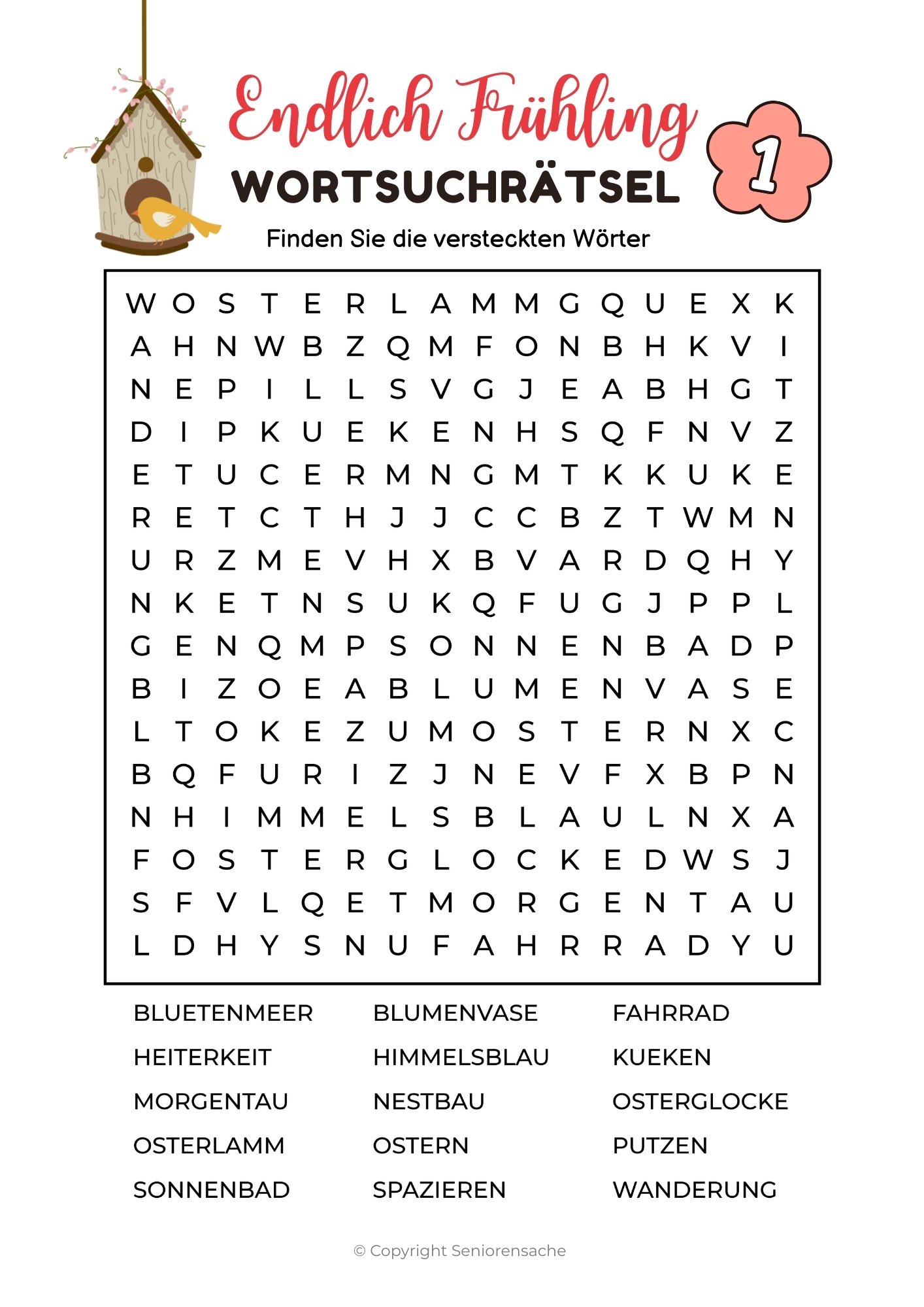 Wortsuchrätsel Frühling