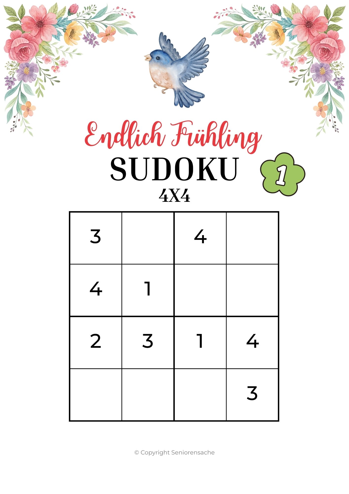 sudoku für senioren 4x4 leicht
