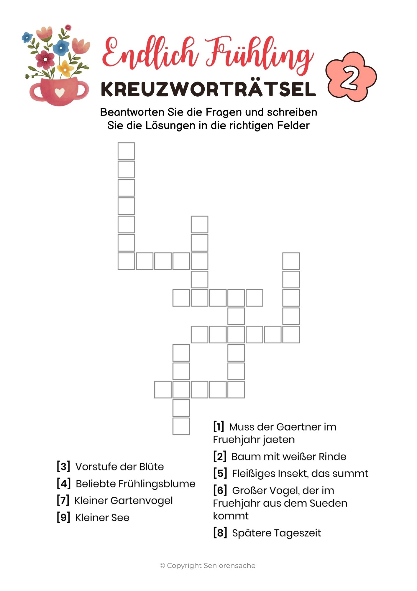 Kreuzworträtsel Frühling Senioren