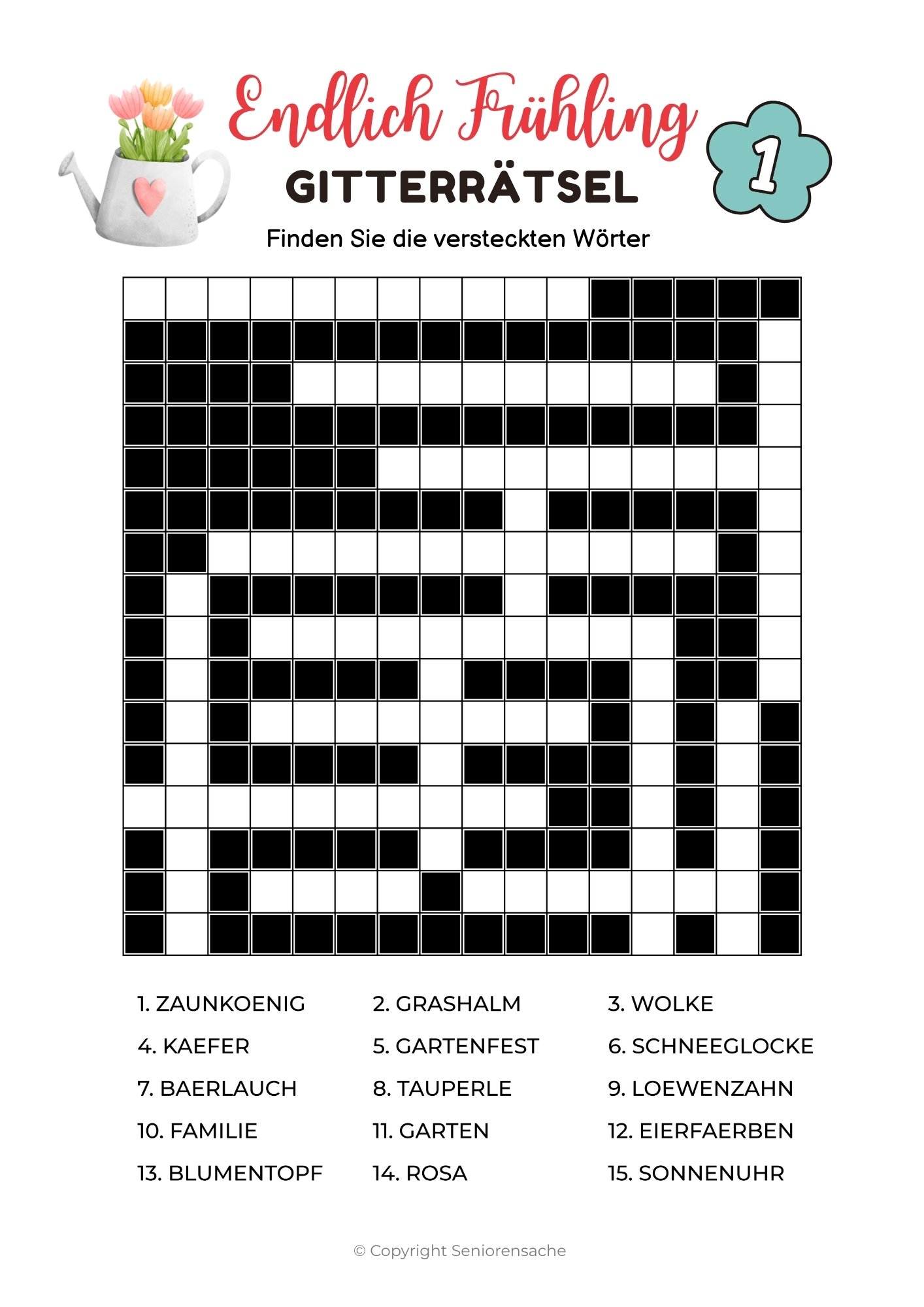 Gitterrätsel  Frühling Senioren