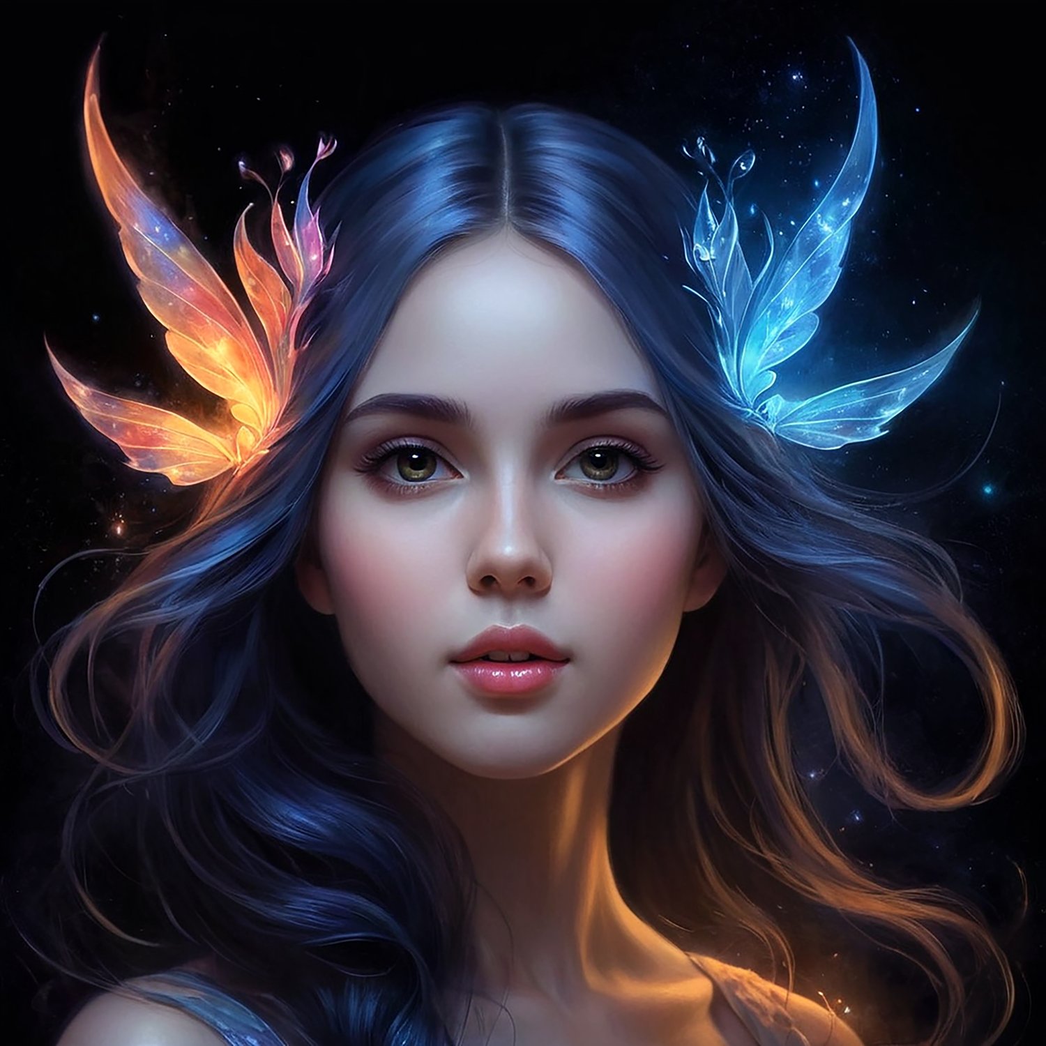 Creative Pencil Art Portrait On Black Background