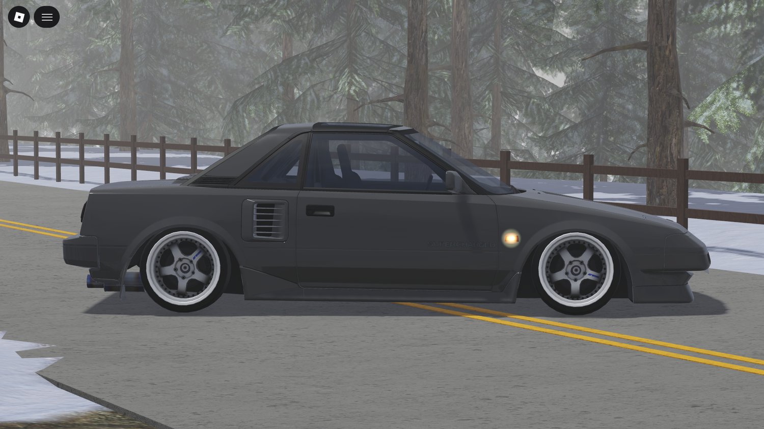 Realistic 1989 Toyota MR2 1st Gen parked on Roblox map