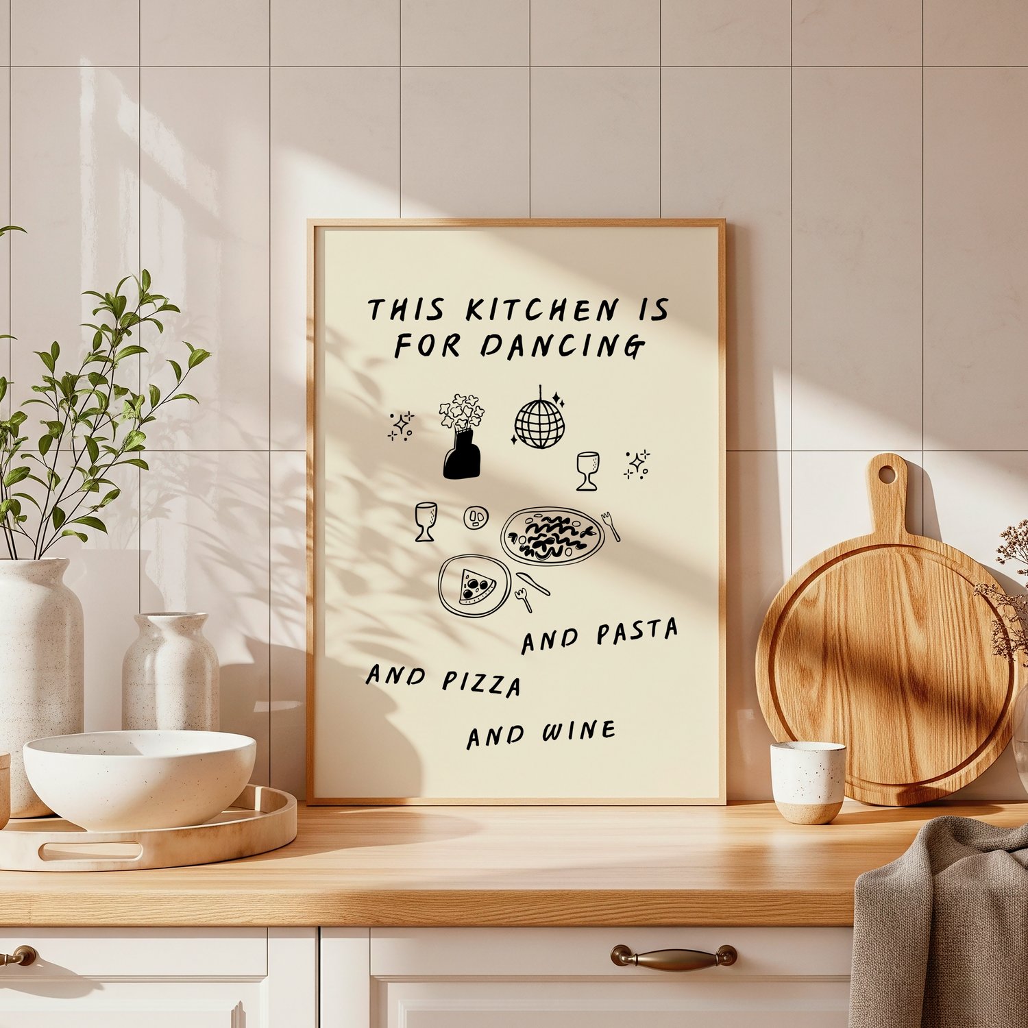funny kitchen wall art, kitchen quote poster, pasta pizza wine print, food wall art, modern kitchen decor, minimalist kitchen poster, typography wall art, foodie decor, wine lover gift, scandinavian kitchen art, neutral kitchen decor, housewarming gift, d