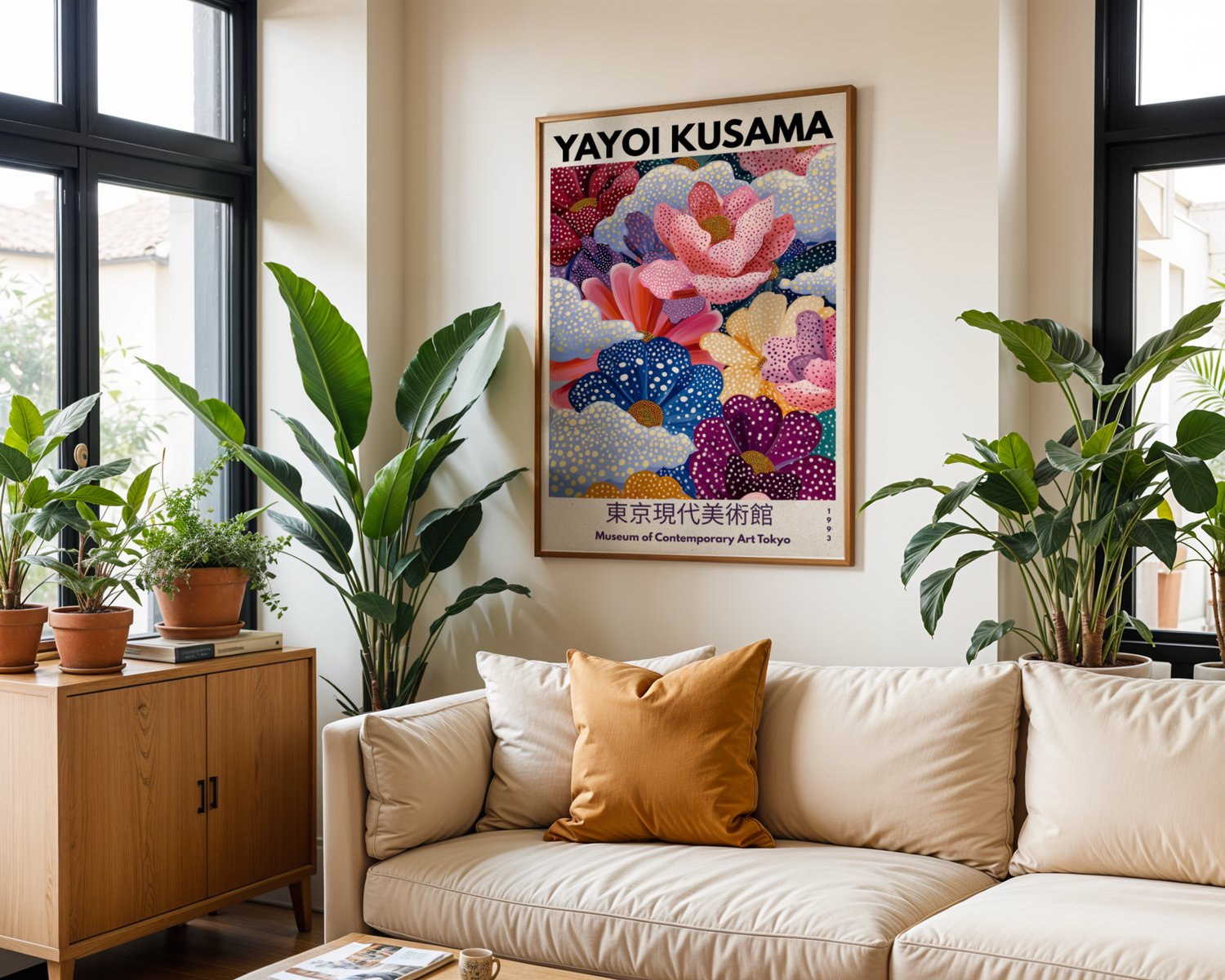 yayoi kusama, yayoi kusama print, famous artist poster, flora artwork, japanese prints, japan printed poster, wall decoration gift, art poster, contemporary art, modern home decor, plants nature, retro wall art japan, vintage art poster, floral wall art, 